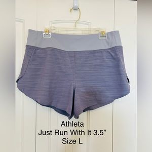 Athleta Run With It 3.5" Violet Running Short Women's SZ L